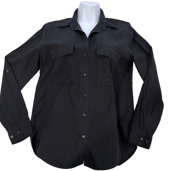 BABATON Aritzia Utility Tencel Lyocell Black Button Up Shirt; Women's XS - Picture 1 of 12
